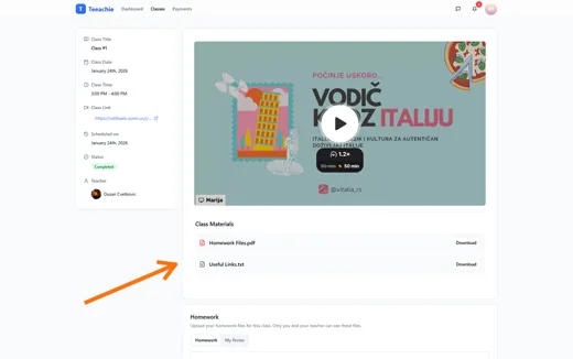 Teeachie stranica časa sa video lekcijom i materijalima za preuzimanje