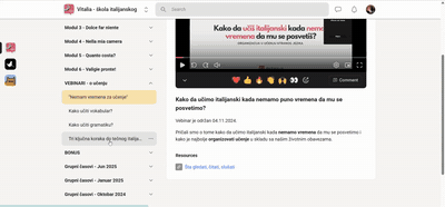 Prikaz dodatne biblioteke vebinara u programu